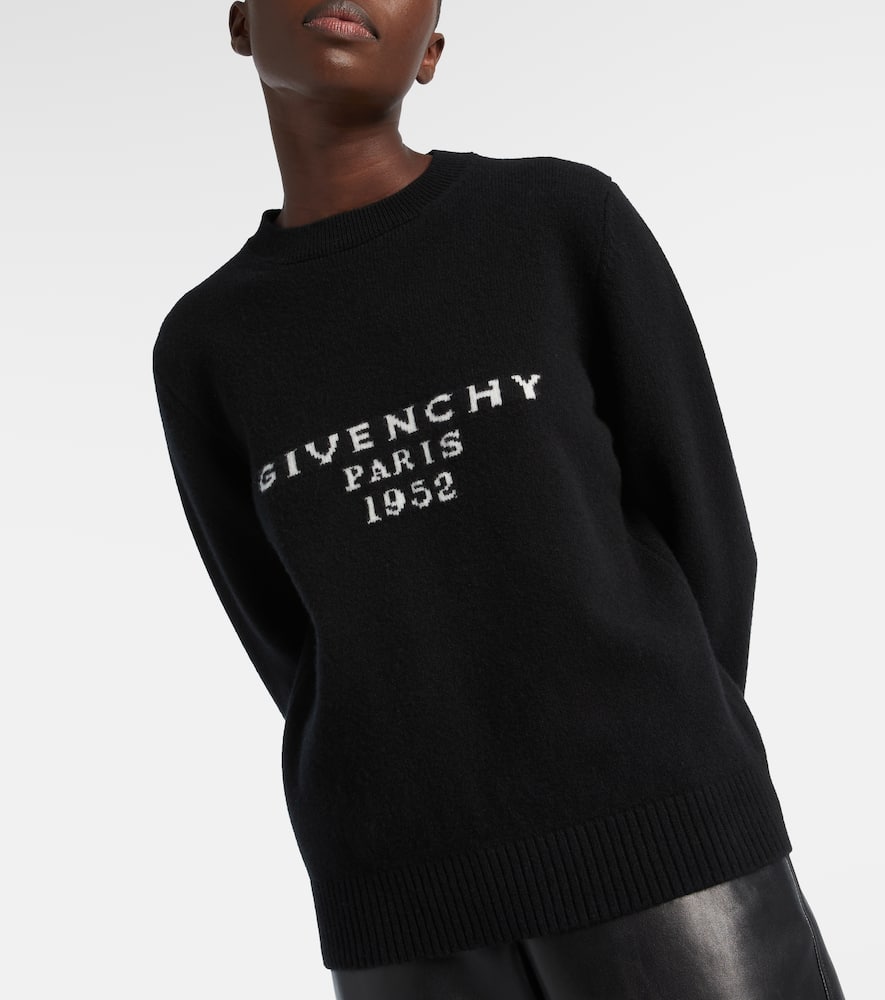 Givenchy Wool Blend Crew Neck Sweater With Ribbed Cuffs And Hem In Black