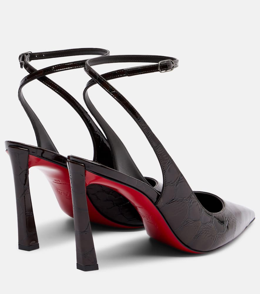 Christian Louboutin Condora 85 Croc-effect Slingback Pumps In Brown