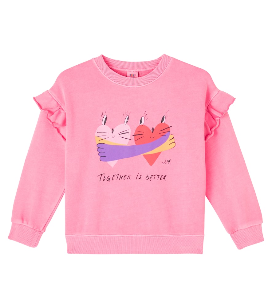 Jellymallow Together Printed Ruffled Cotton Sweatshirt In Pink