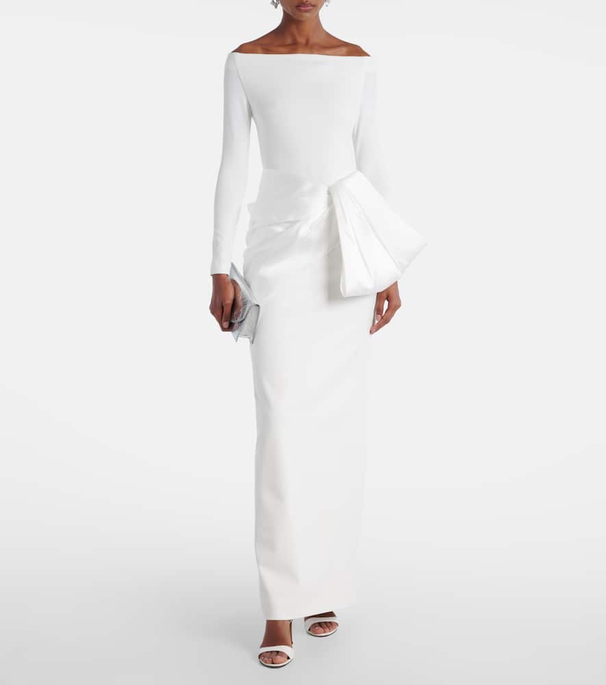 Solace London Kori Satin-trimmed Gown In White