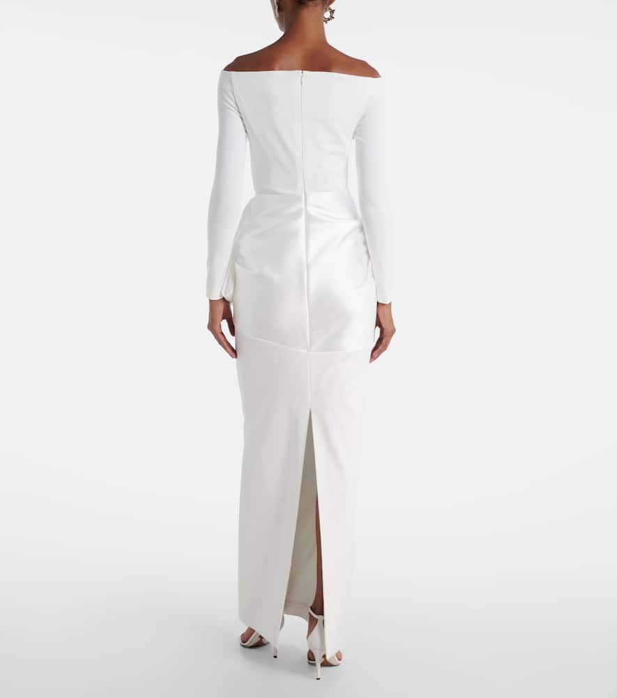 Solace London Kori Satin-trimmed Gown In White