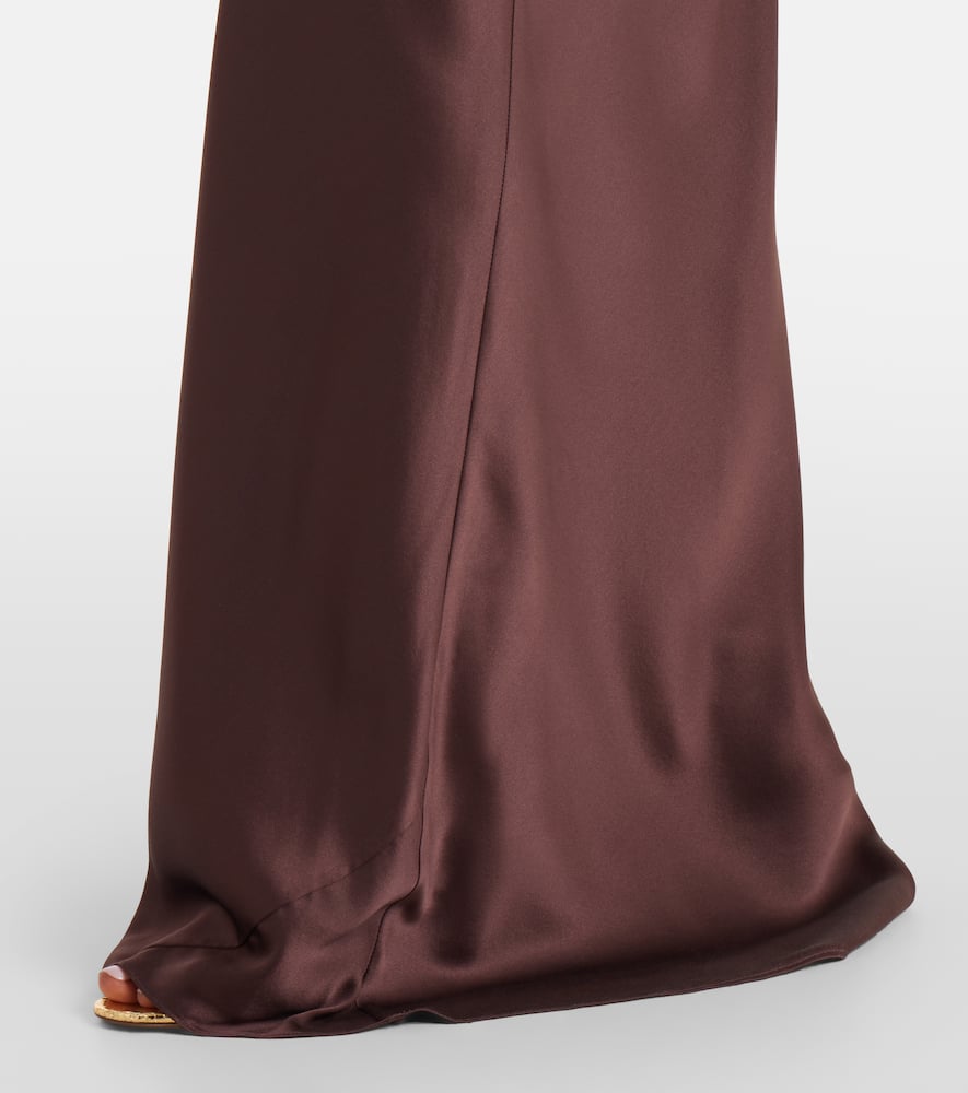 The Sei Draped Asymmetrical Silk Satin Gown In Brown