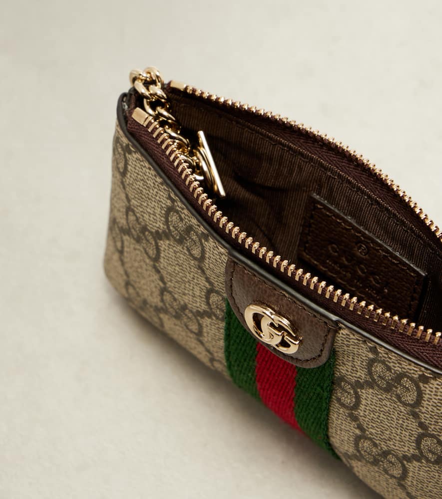 Gucci Ophidia Gg Web Stripe Coin Purse In Sand