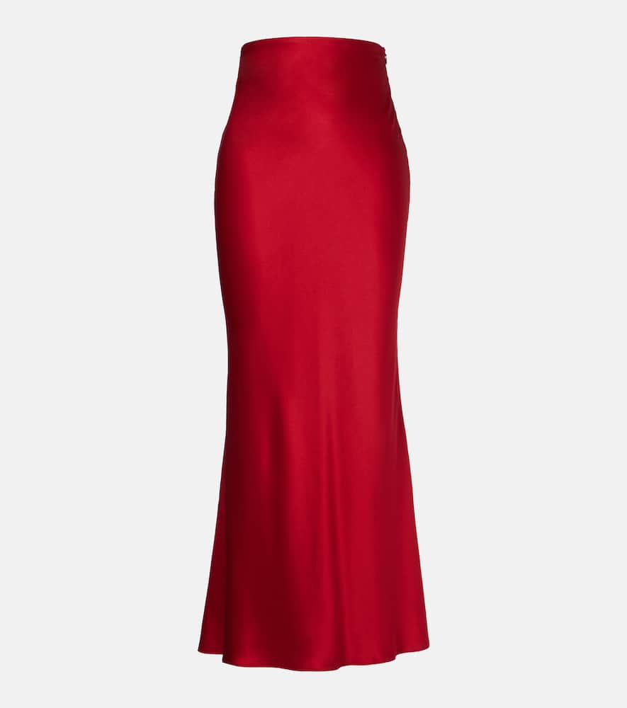 The Sei Silk Charmeuse Maxi Skirt In Red
