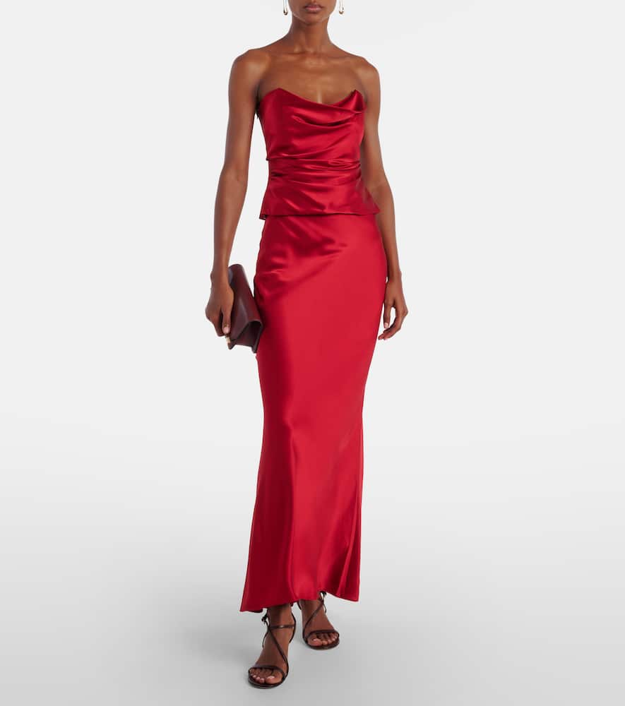 The Sei Silk Charmeuse Maxi Skirt In Red