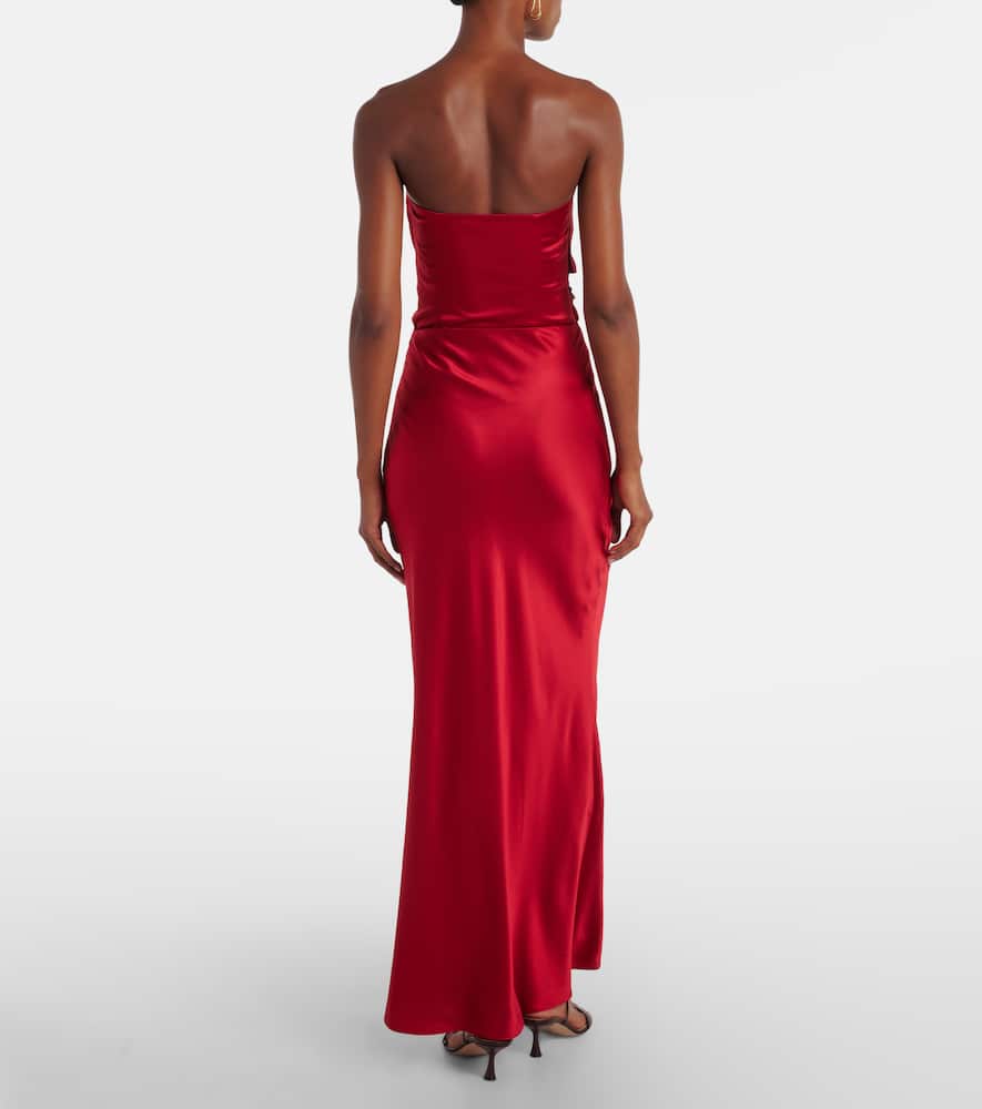 The Sei Silk Charmeuse Maxi Skirt In Red