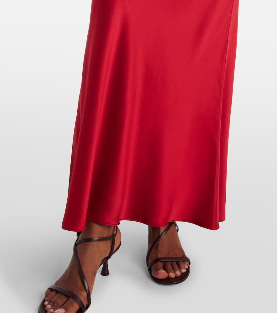 The Sei Silk Charmeuse Maxi Skirt In Red