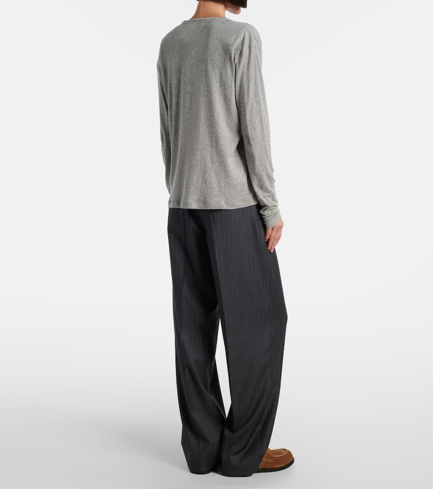 Miu Miu Longsleeve Aus Baumwoll-jersey In Blue