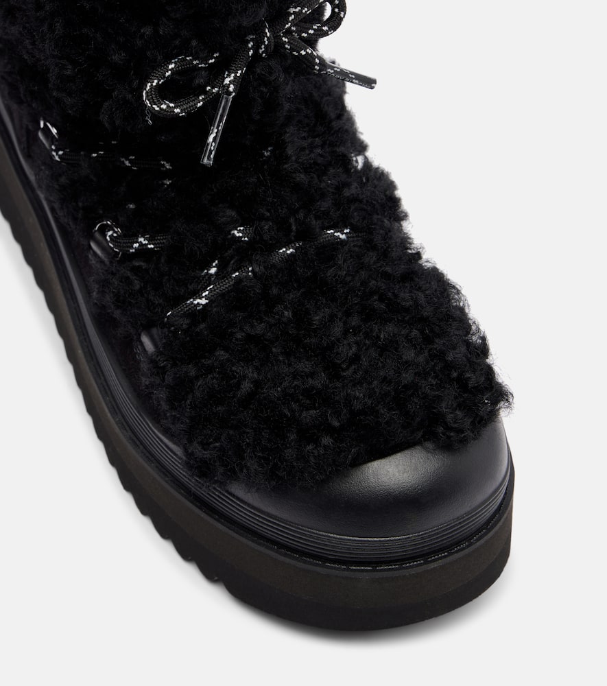 Tory Burch Mellow Shearling And Suede Lace-up Boots In Black