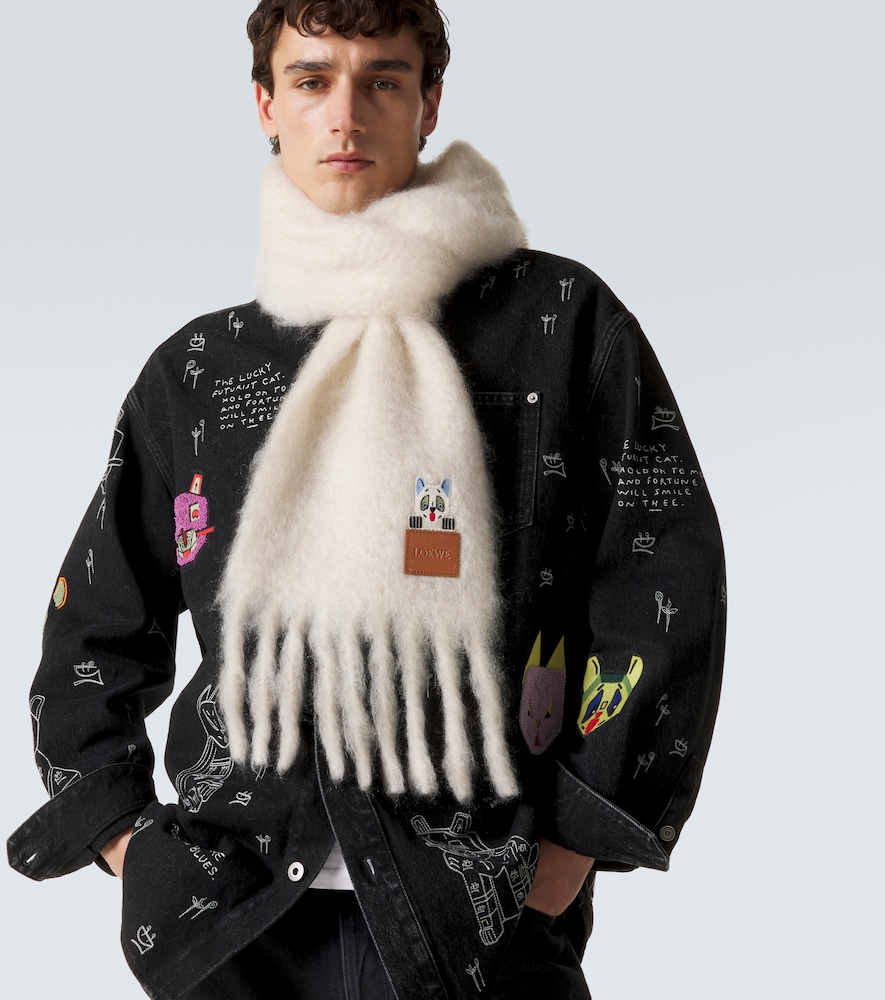  Loewe Loewe X Louis Wain Mohair And Wool-blend Scarf 