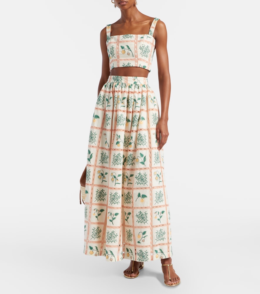 Agua by Agua Bendita Tangelo floral cotton maxi skirt