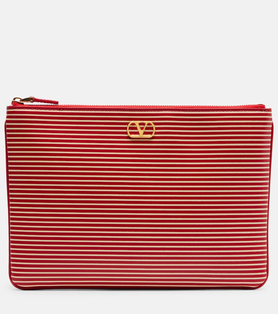 Valentino Garavani VLogo striped leather pouch