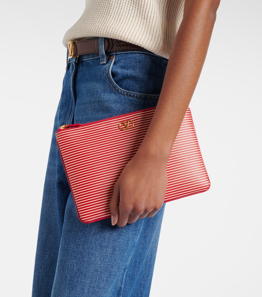 Valentino Garavani VLogo striped leather pouch