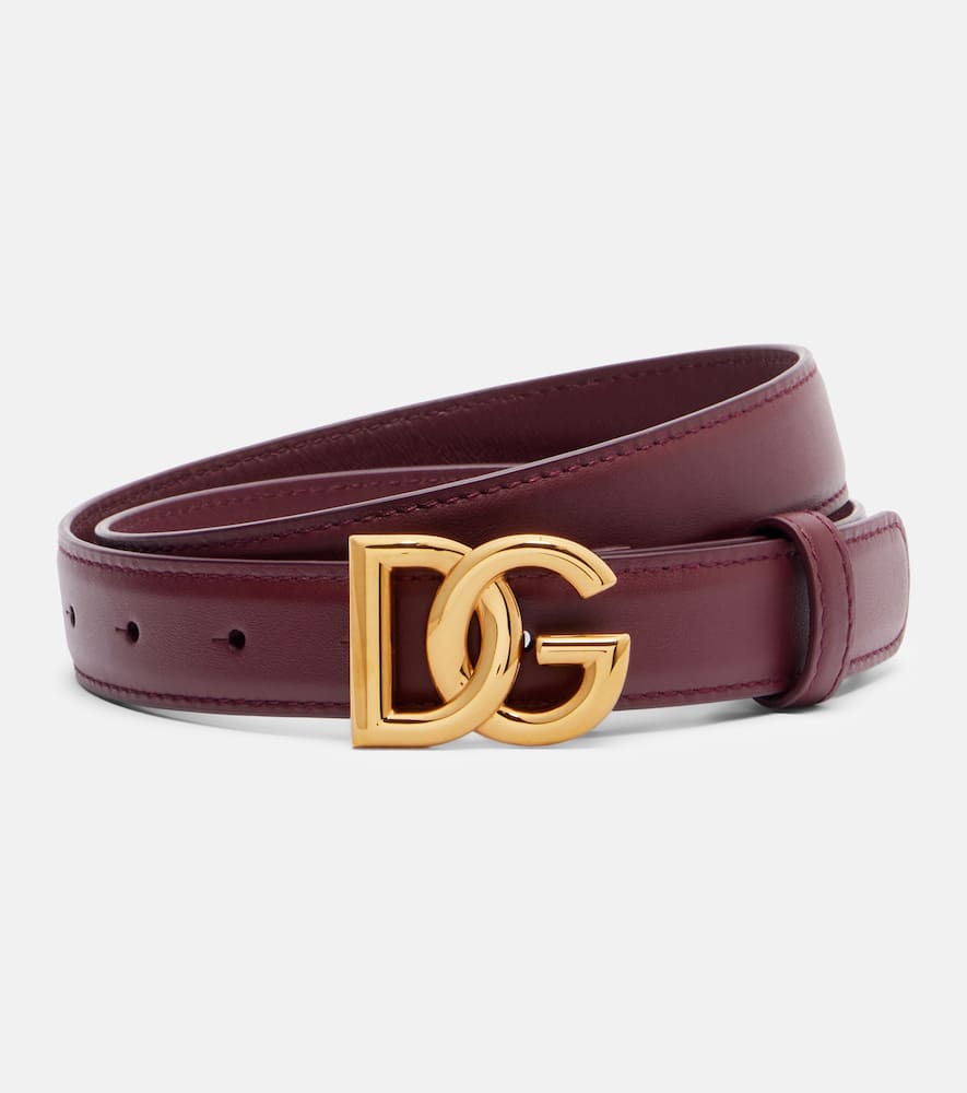 Dolce & Gabbana Dg Leather Belt In Burgundy