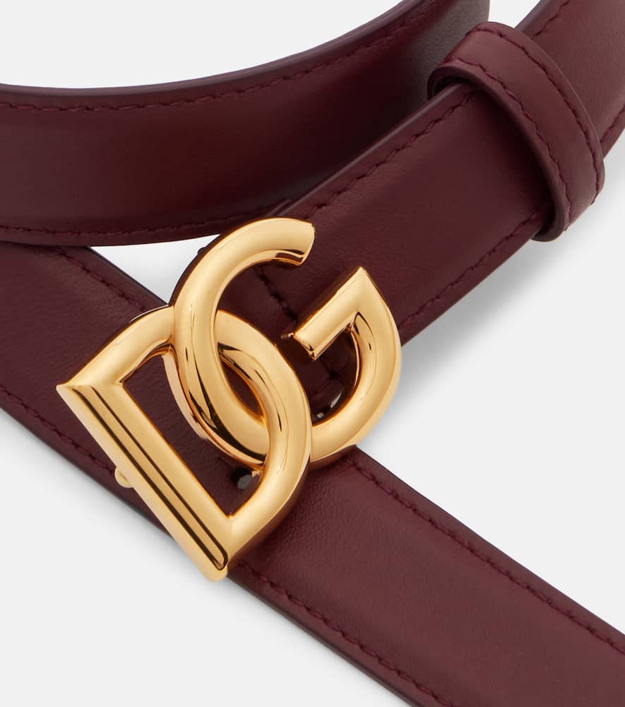 Dolce & Gabbana Dg Leather Belt In Burgundy