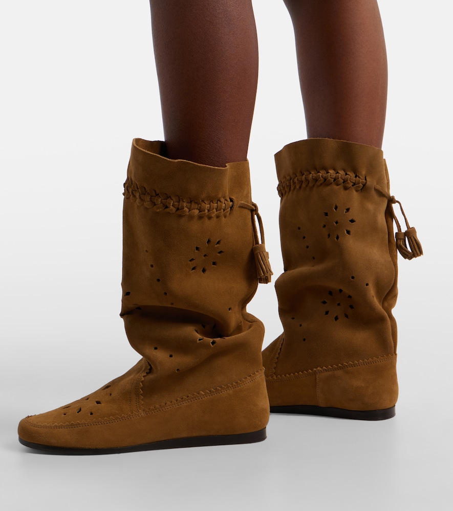Isabel Marant Welky laser-cut suede mid-calf boots