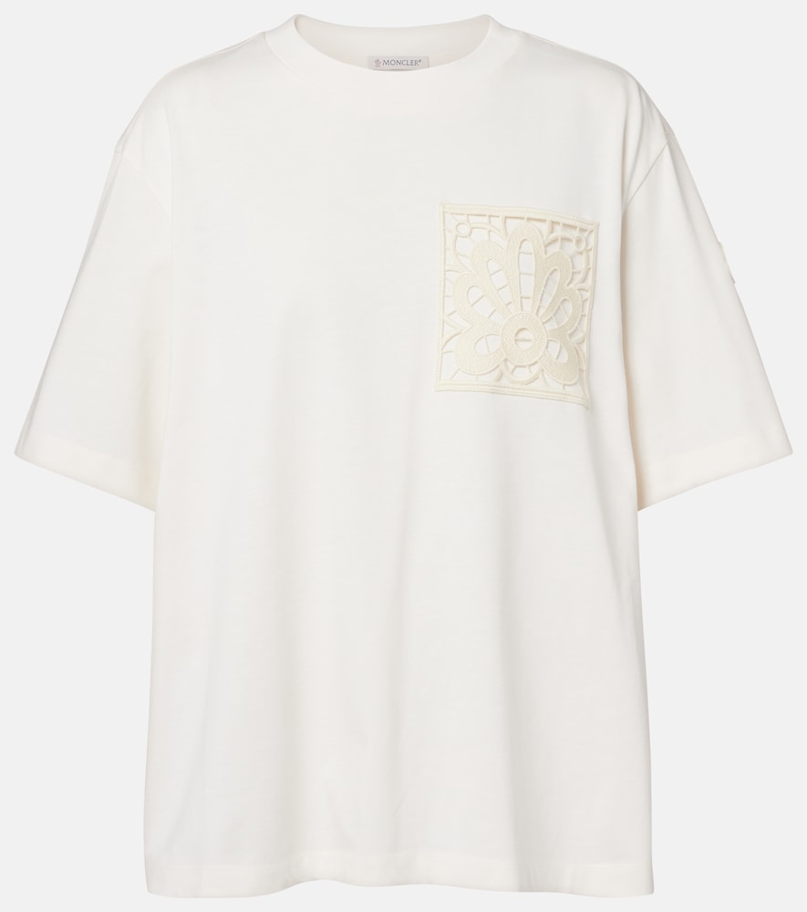 Moncler Embroidered oversized cotton jersey T-shirt