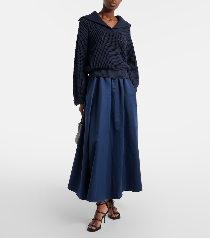 Brunello Cucinelli Cotton-blend midi skirt
