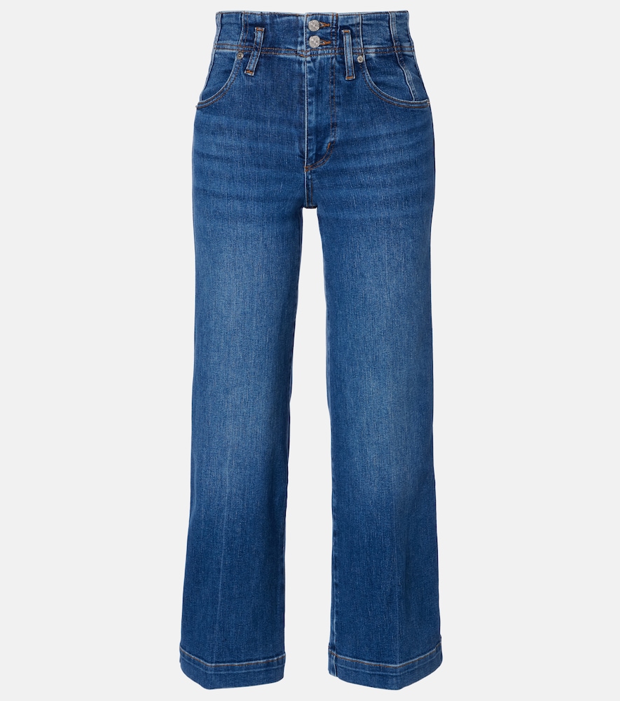 Frame Seamed cropped wide-leg jeans