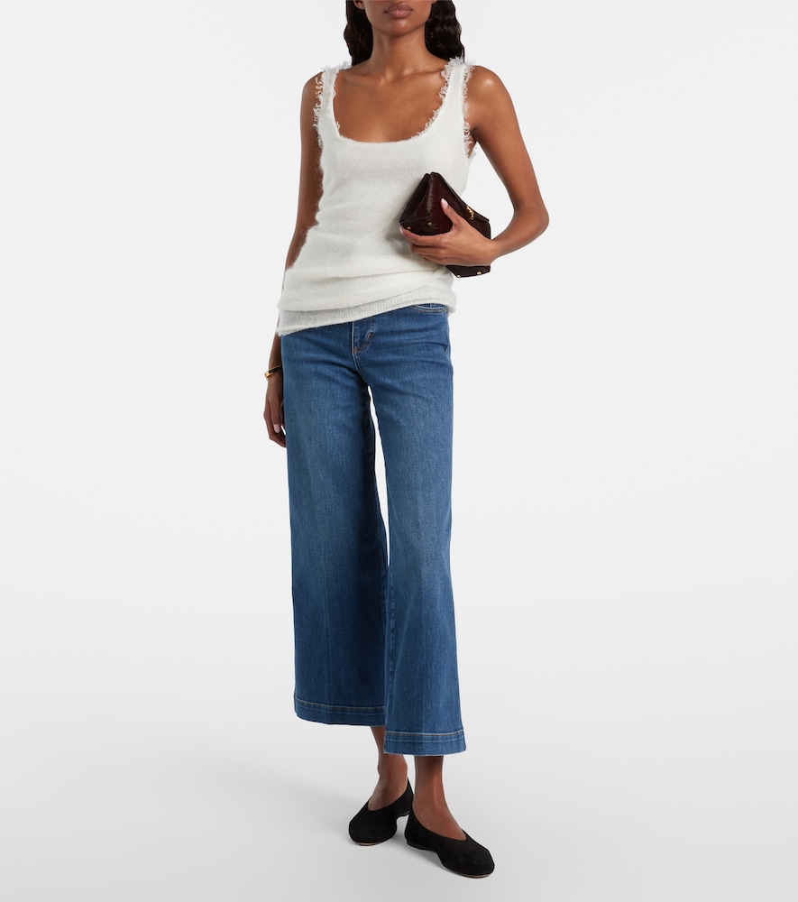 Frame Seamed cropped wide-leg jeans