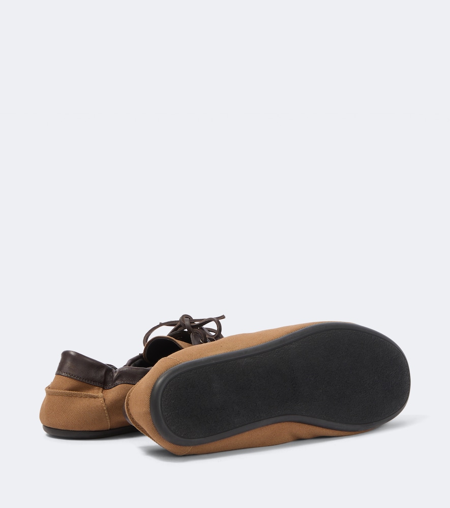  Prada Prada Shuffle Leather-trimmed Canvas Boat Shoes 