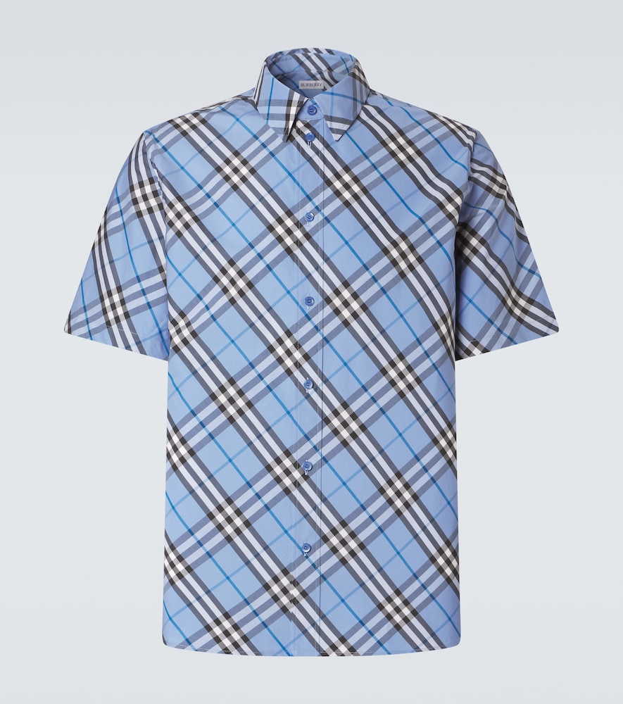 Burberry Men's Blue Check Cotton Poplin Shirt UK Size 15 - Mytheresa