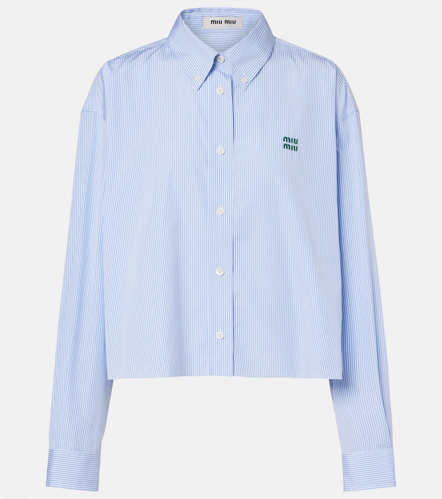 Miu Miu Miu Miu Pinstripe cropped cotton poplin shirt　ミュウミュウ ピンストライプ クロップド コットン ポプリン シャツ