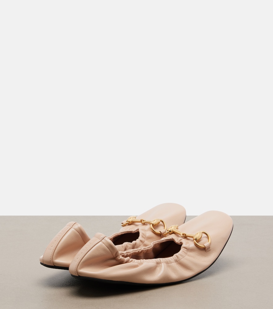  Gucci Gucci Prima Horsebit Leather Ballet Flats 