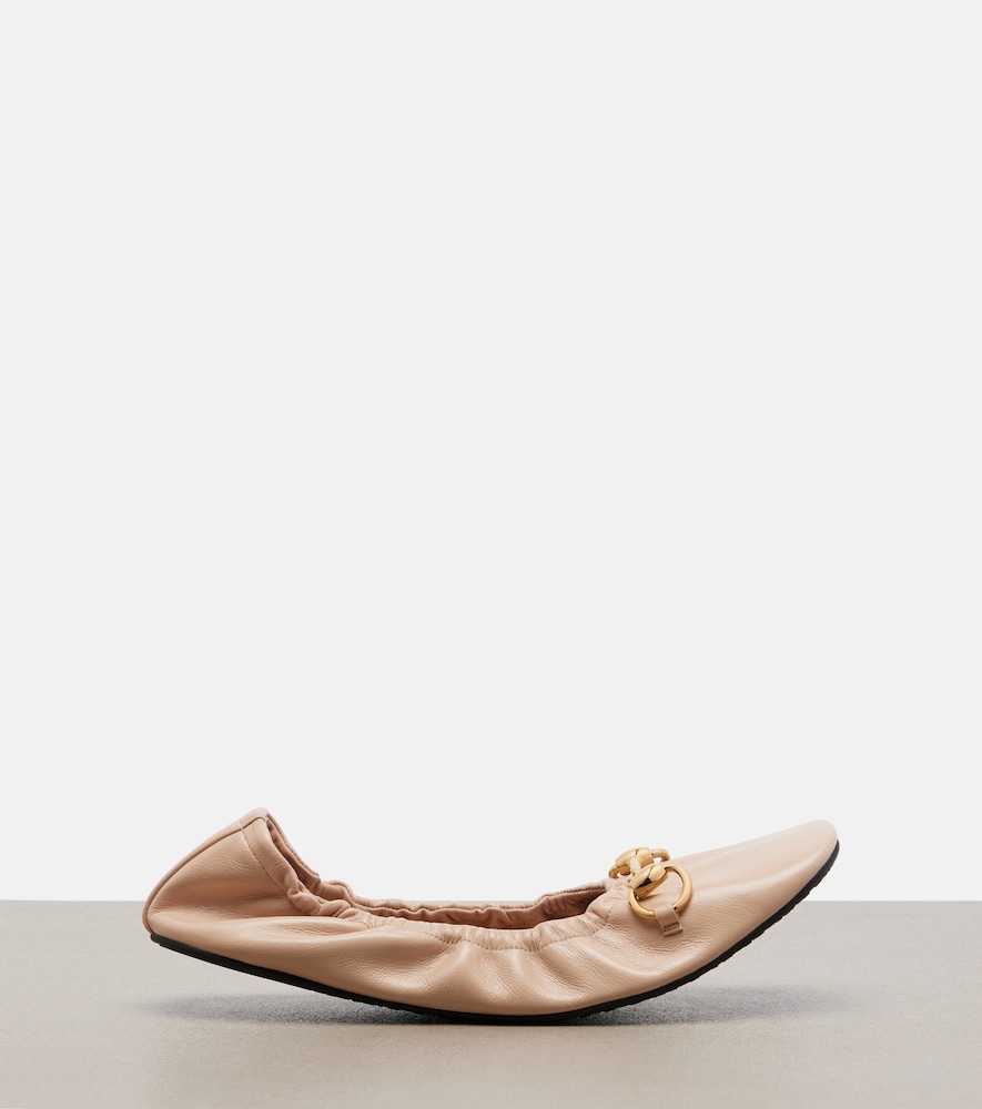  Gucci Gucci Prima Horsebit Leather Ballet Flats 