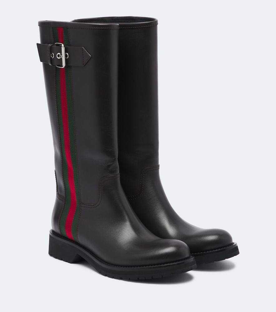 Biker-Boots Web Stripe aus Leder