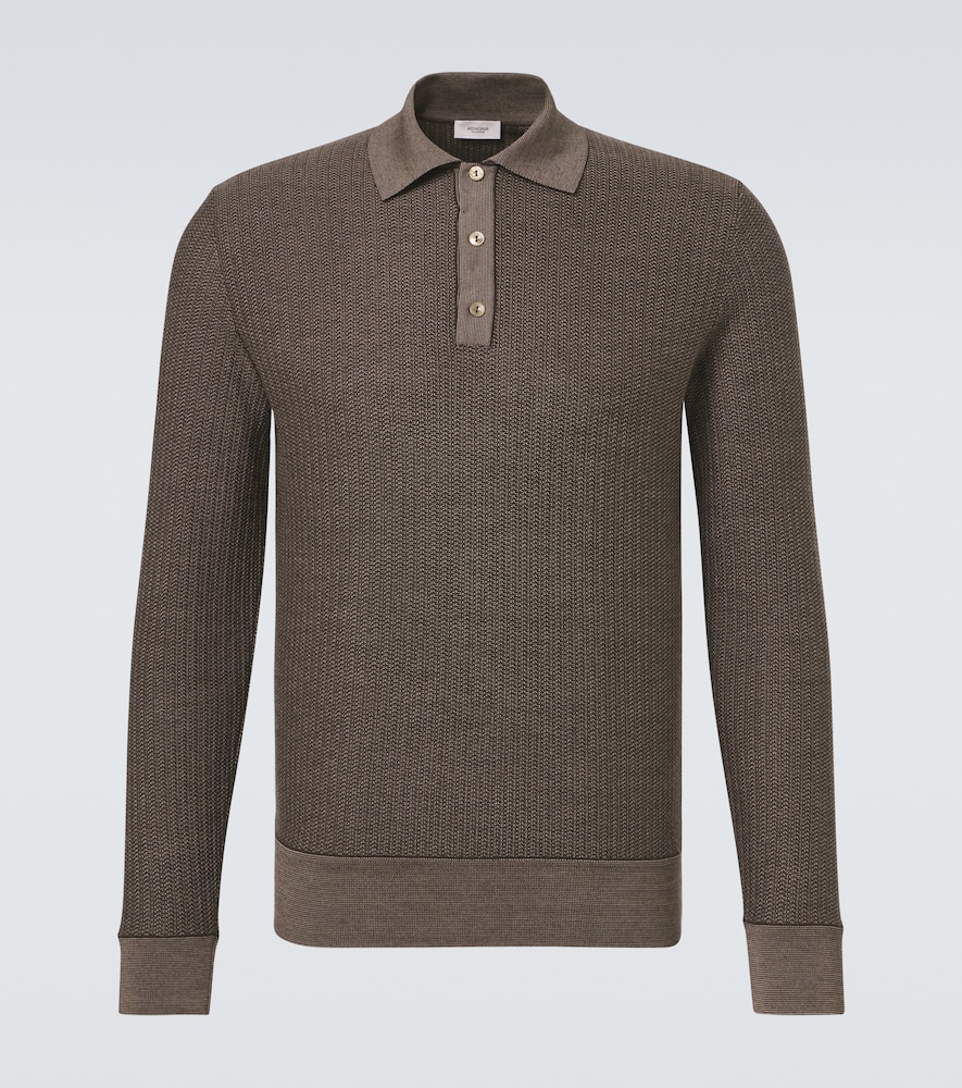 Pullover polo in lana e seta