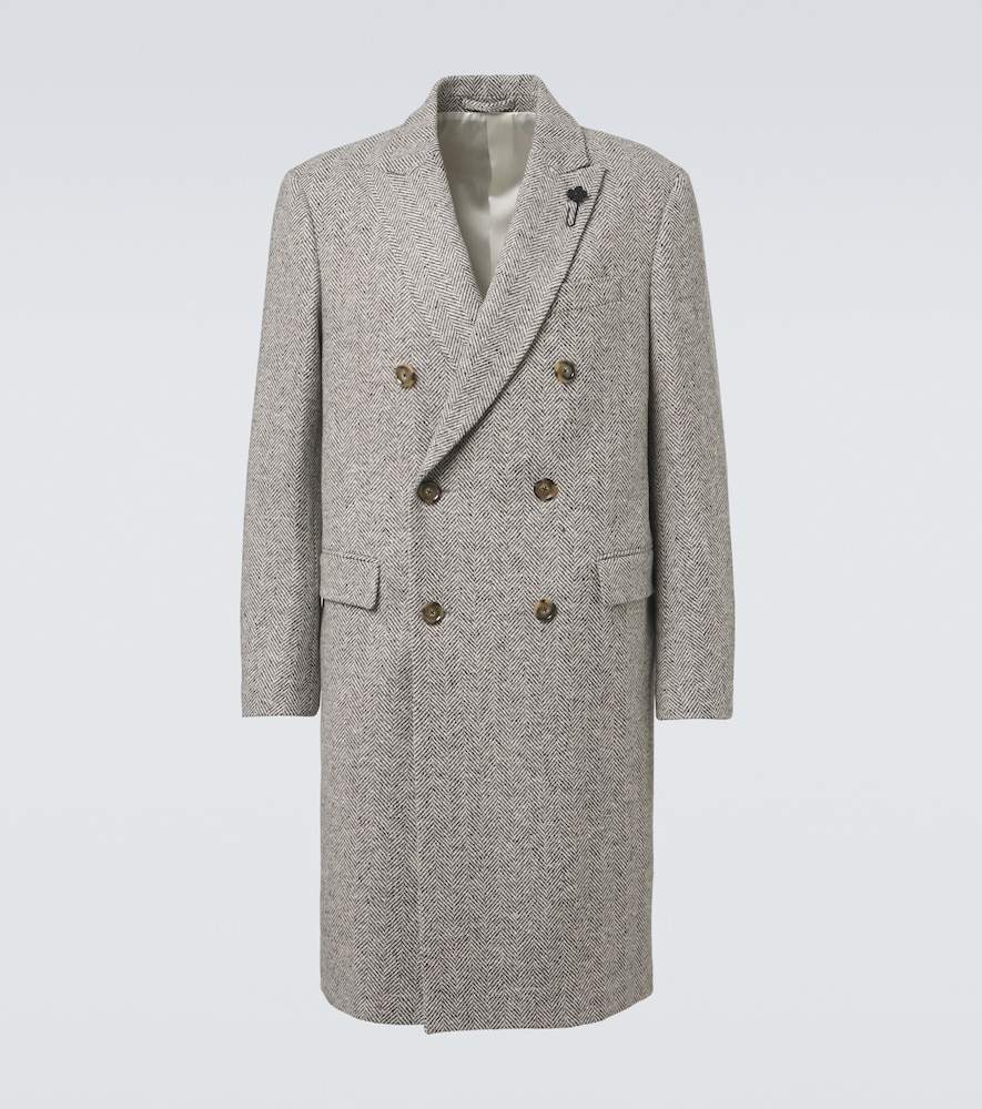 Cappotto in lana vergine a spina di pesce