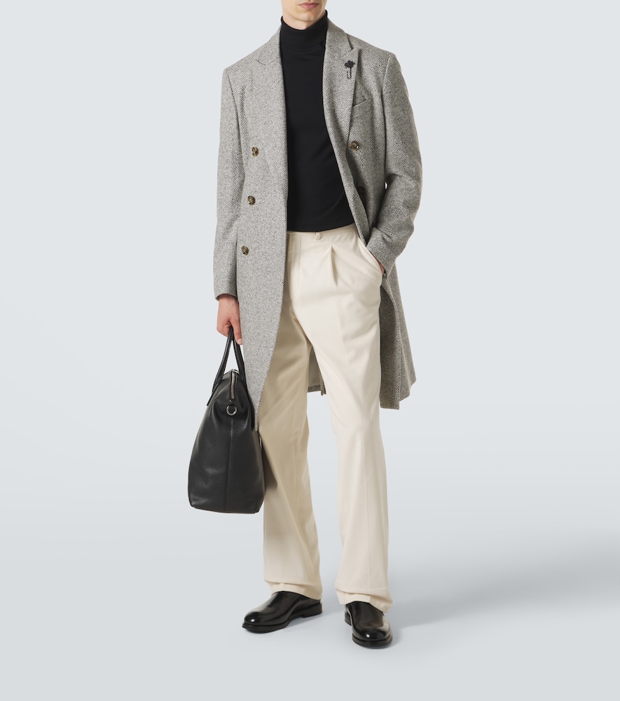 Herringbone Double-Breasted Virgin Coat