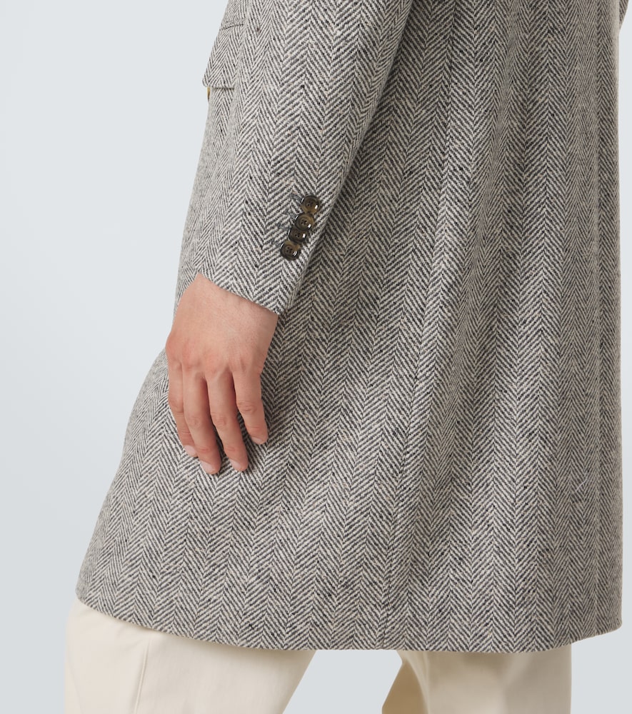 Herringbone Double-Breasted Virgin Coat