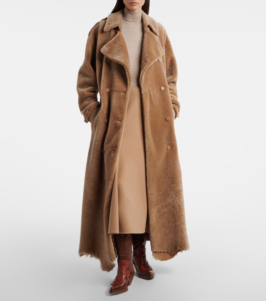 Tellus Double-Breasted Shearling Coat