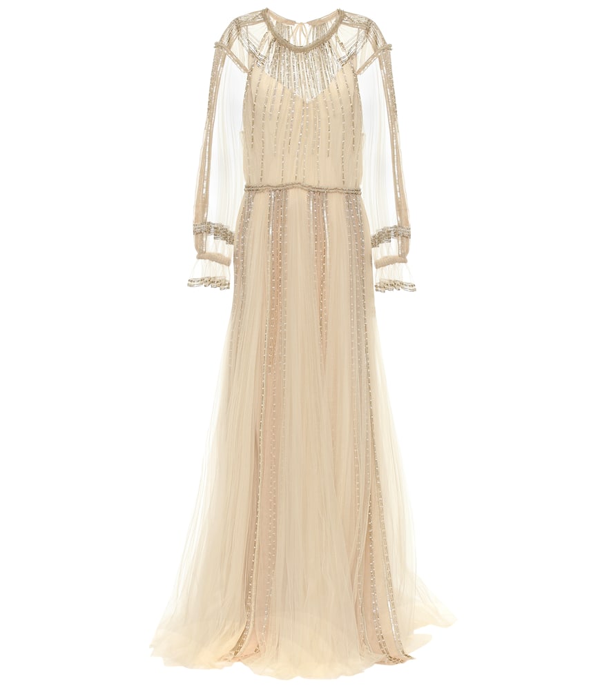 Click to view more detailed imagery on our partner's website Valentino Embellished Tulle Gown In Beige
