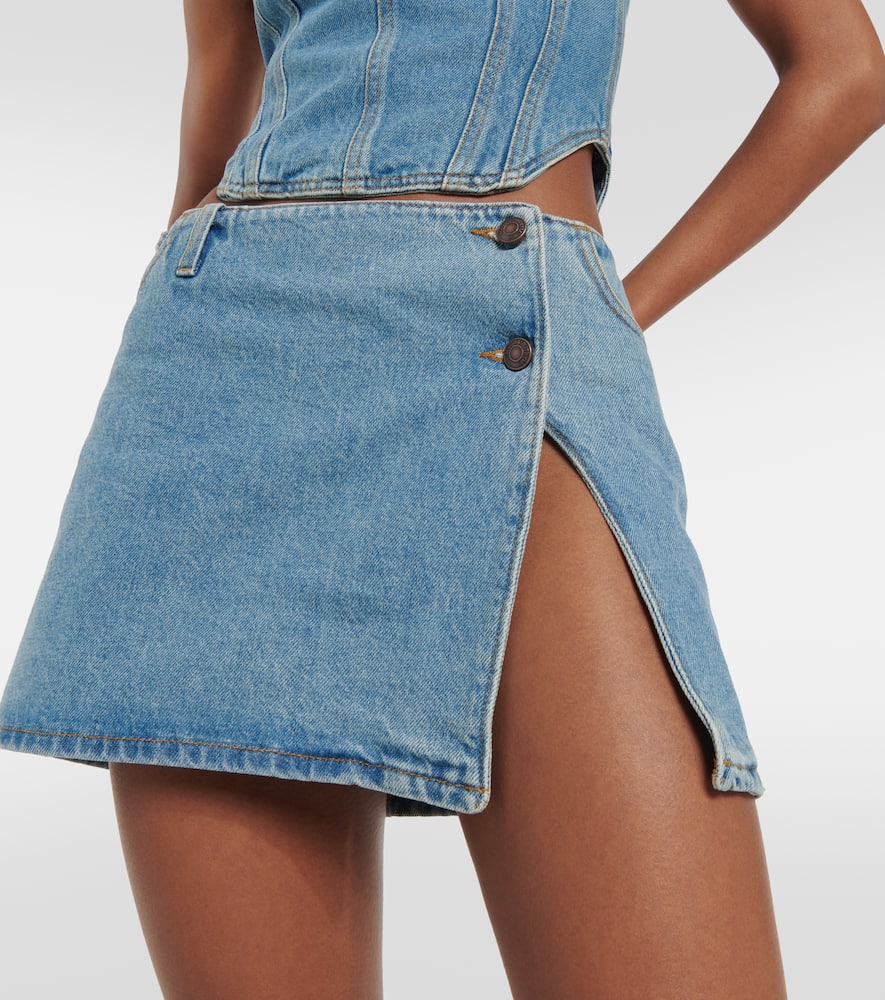 Shop Magda Butrym Low-rise Denim Miniskirt In Blue