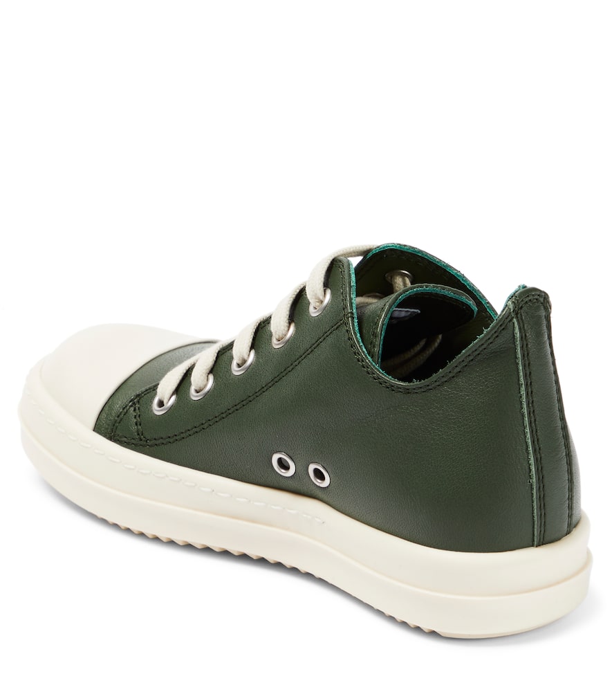 Shop Rick Owens Low Leather Sneakers In Moss/milk/milk