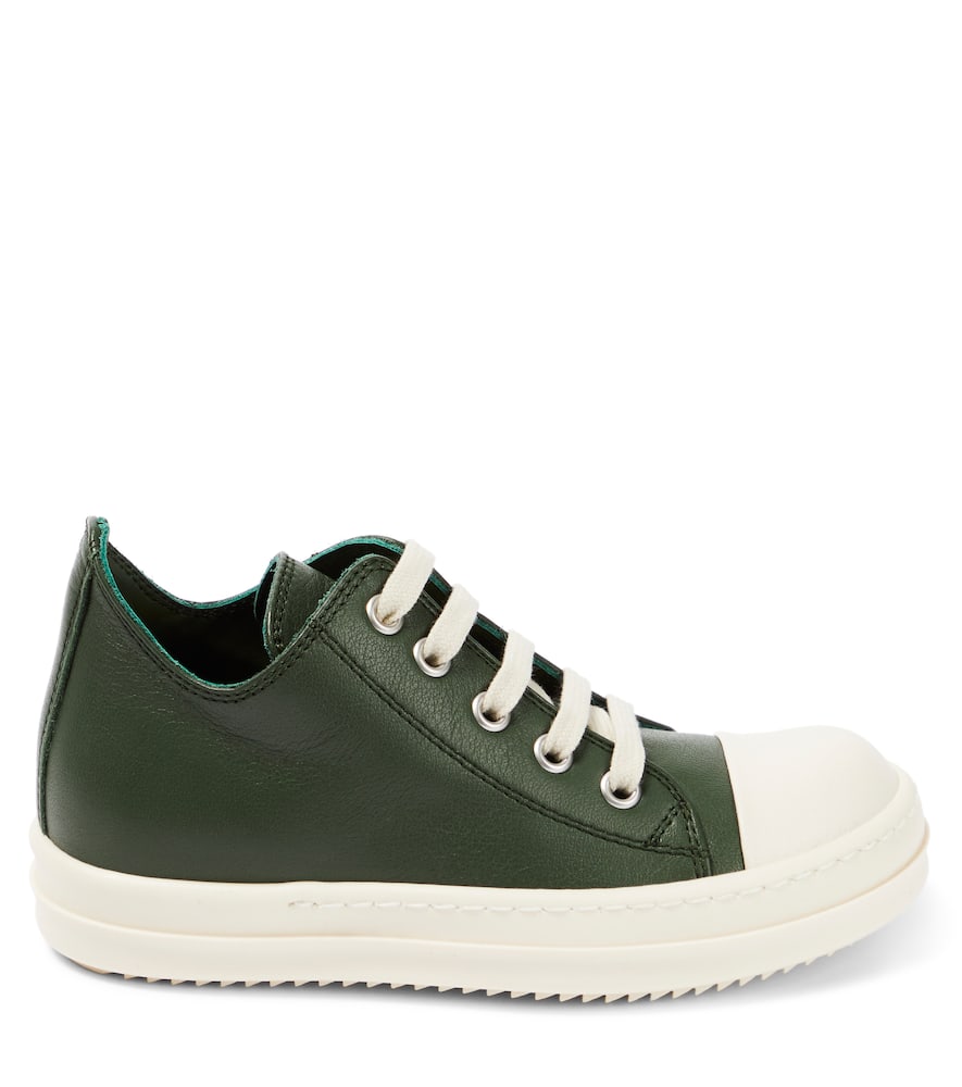 Shop Rick Owens Low Leather Sneakers In Moss/milk/milk