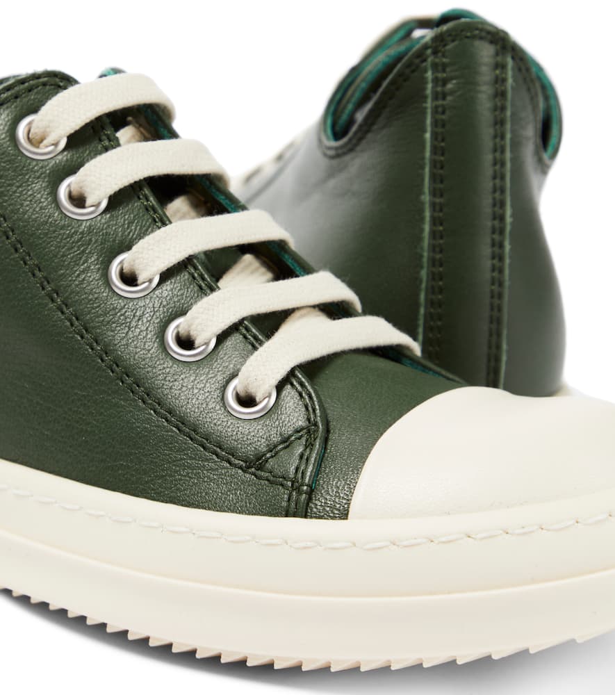 Rick Owens Low Leather Sneakers In Moss/milk/milk