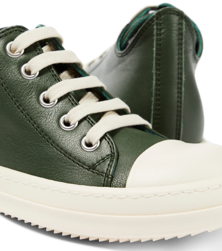 Shop Rick Owens Low Leather Sneakers In Moss/milk/milk