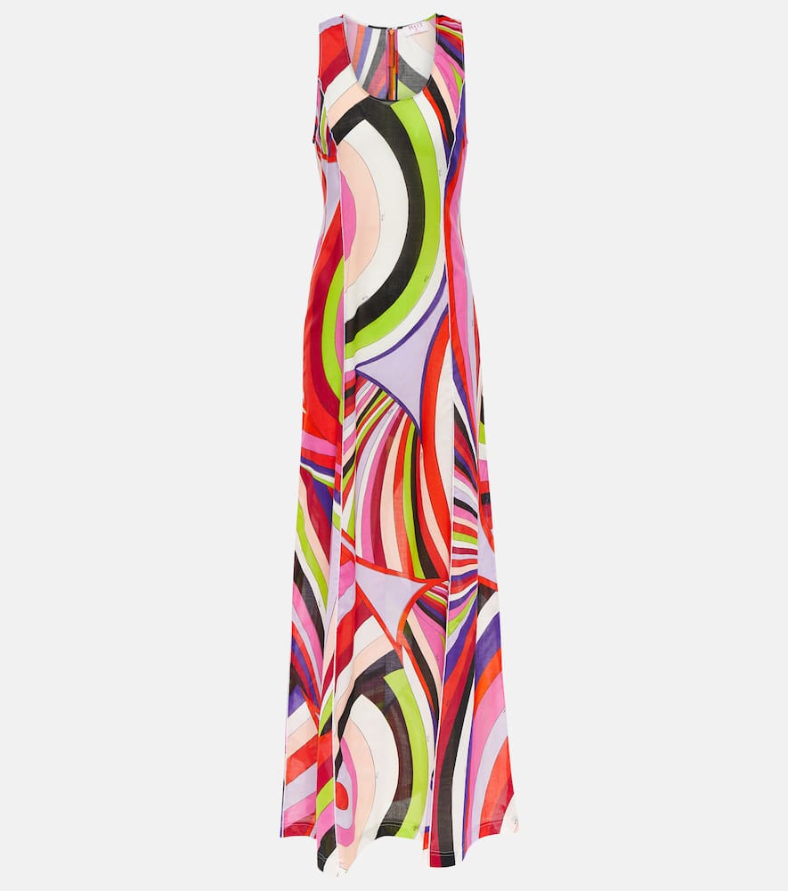 Pucci Printed Cotton Maxi Dress In Multicoloured