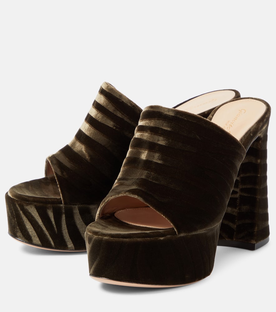 Gianvito Rossi Zebra-print Platform Mules In Mink
