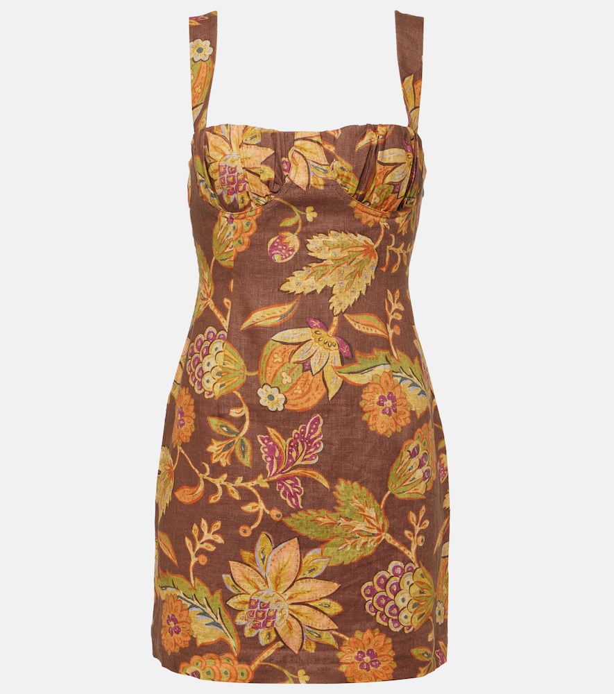 Sir Floral Linen Minidress In Multicoloured