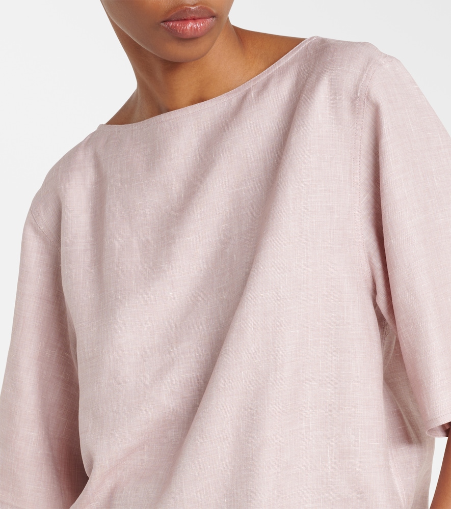 Shop Loro Piana Linen And Wool-blend Top In Grau