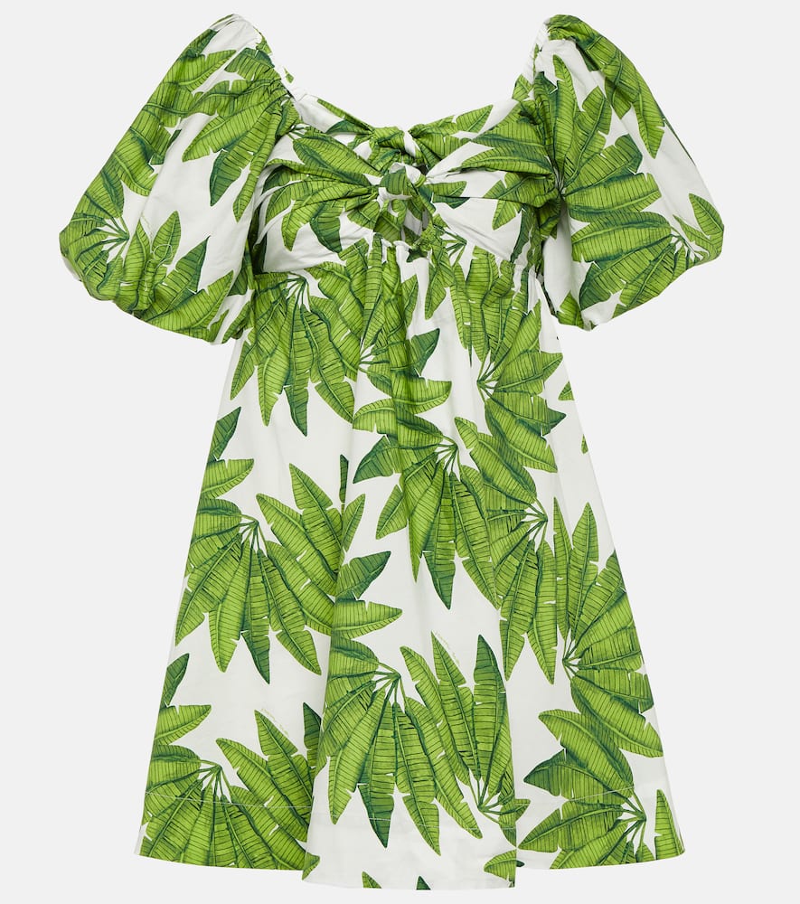 Farm Rio Palms Fan Cotton Minidress In White