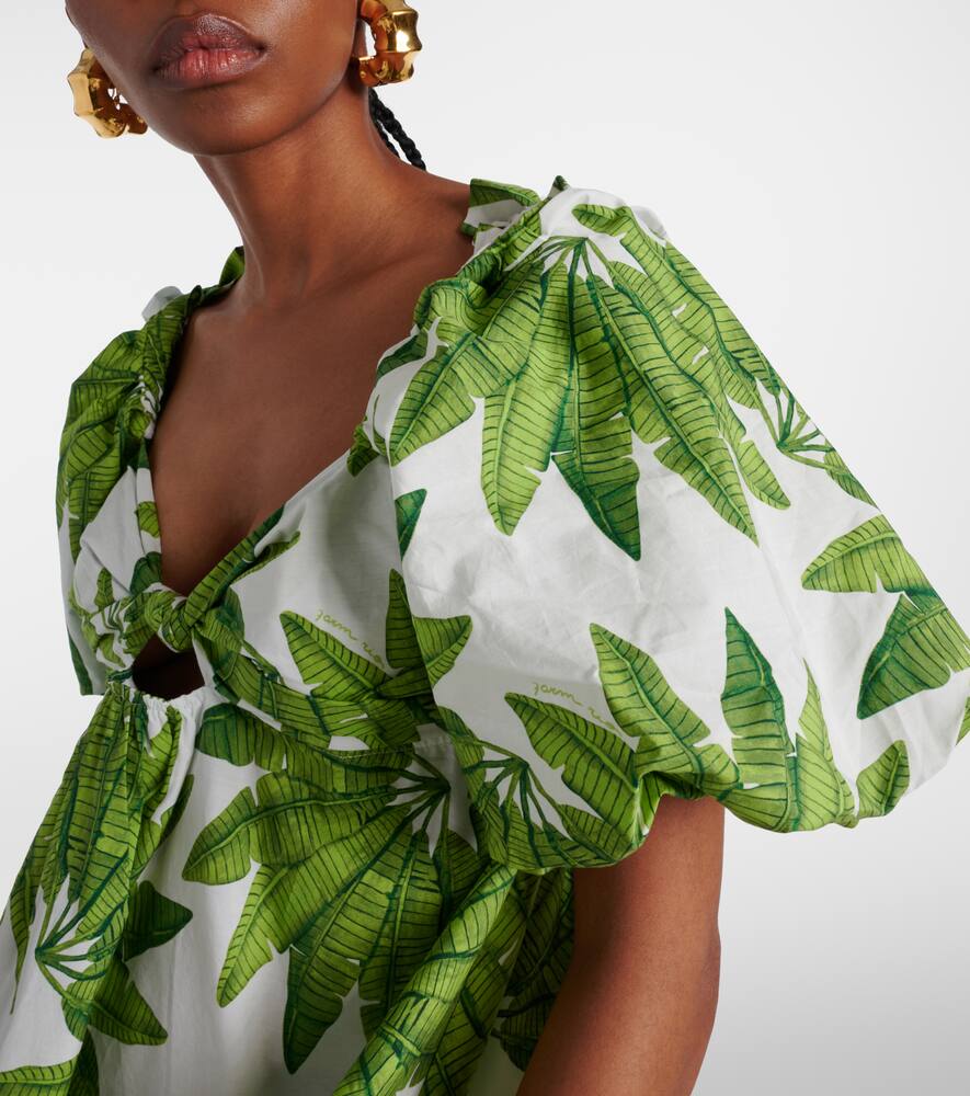 Farm Rio Palms Fan Cotton Minidress In White