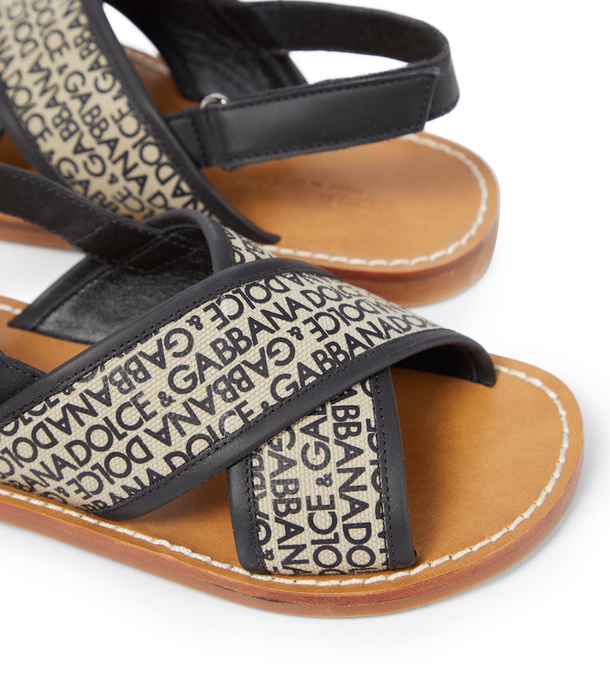  Dolce&gabbana Kids Dolce&gabbana Kids Sandalen Aus Canvas Mit Leder 