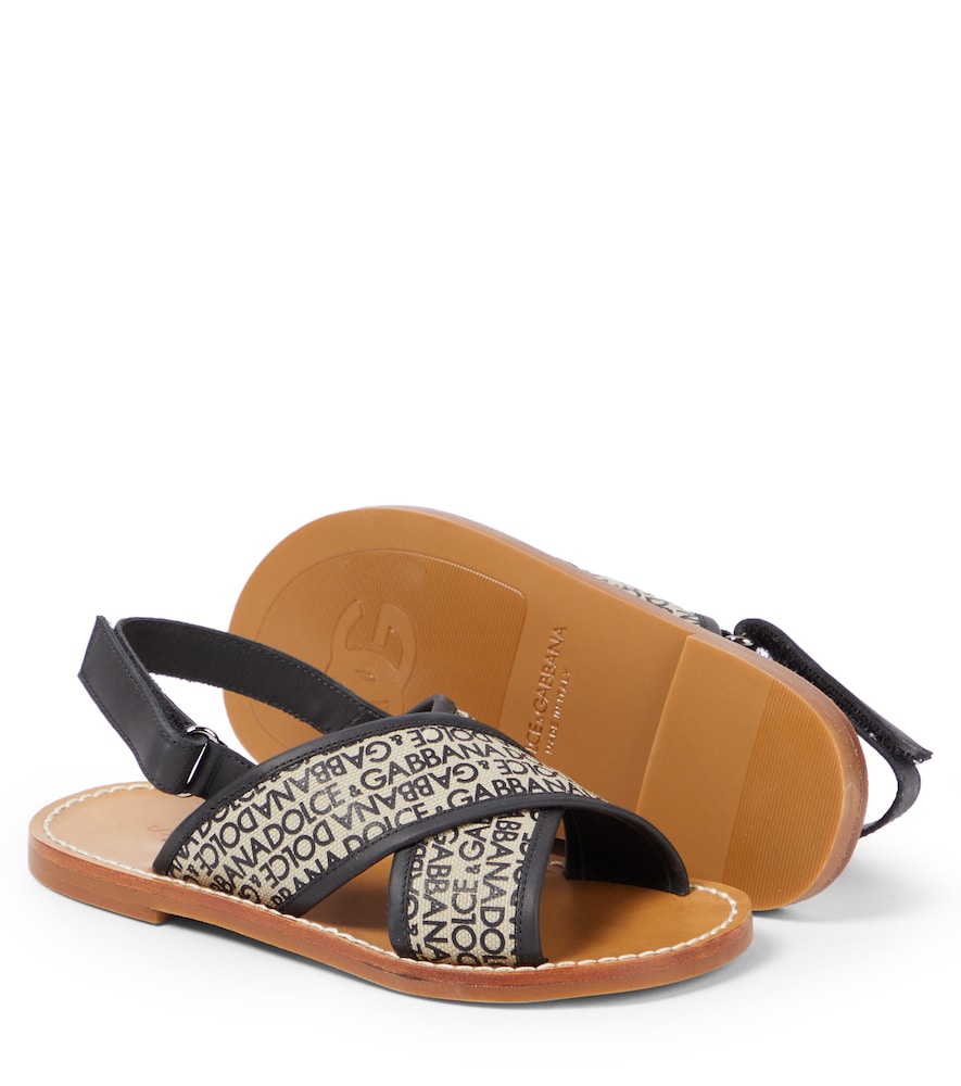  Dolce&gabbana Kids Dolce&gabbana Kids Sandalen Aus Canvas Mit Leder 