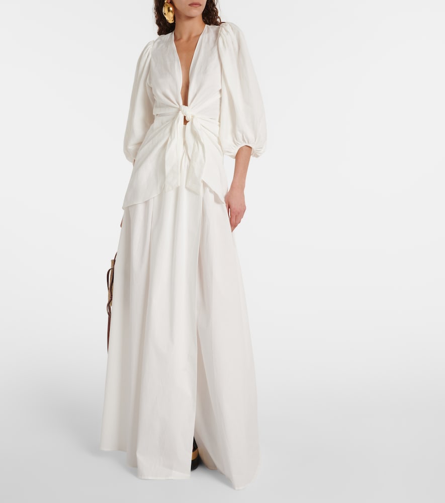  Adriana Degreas Adriana Degreas Puff-sleeve Linen-blend Blouse 